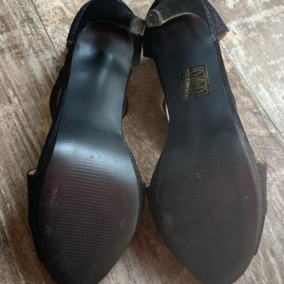 Top Queens Black Peep Toe Stiletto Heels Size 38 - Picture 8 of 9